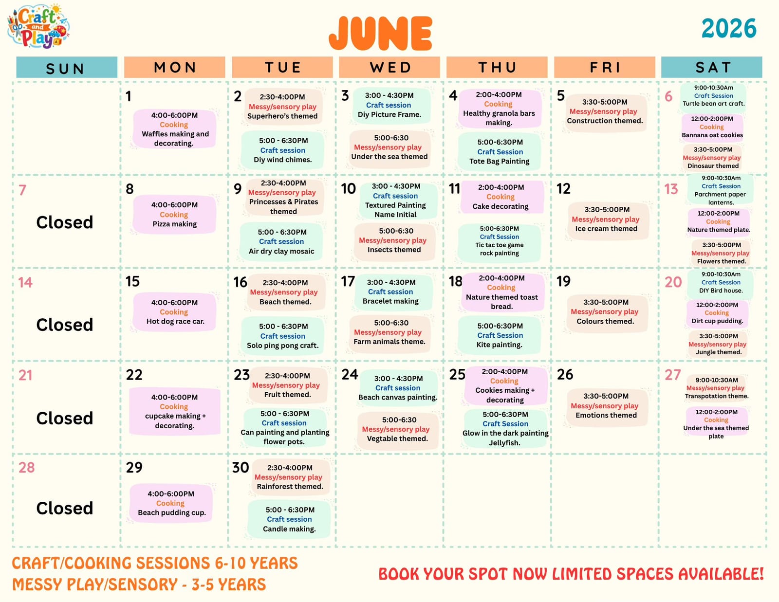 Creative Crafts Sessions (6-10 years)